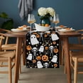 thumbnail image 2 of Halloween Table Runner - 108 Inch Long, Kitchen Dining Table Runner Dresser Scarves, Orange Pumpkins White Funny Ghost Black Cat Farmhouse Decor for Coffee Tables Wedding Party Banquet, 2 of 8