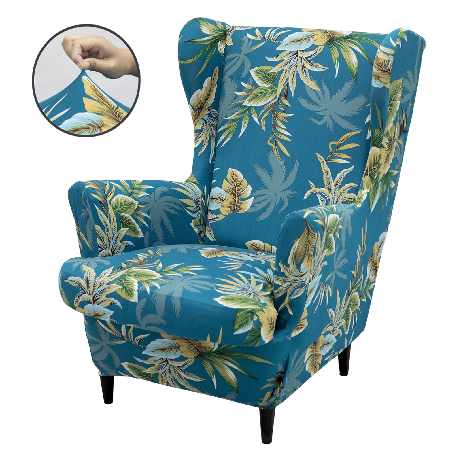 KBOOK Stretch Wing Chair Covers Printed Wingback Chair Slipcover