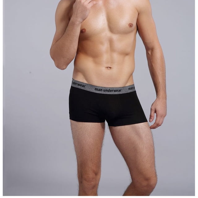 Boxers, ManUnderwear Men Middle Waist Solid Color Letters Comfortable Breathable Boxers Underwear