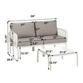 thumbnail image 6 of GDF Studio Briar Modern Outdoor Patio Sectional 7 Piece Conversation Set, Square Coffee Table and Cushioned Seater, White+Light Gray, 6 of 17