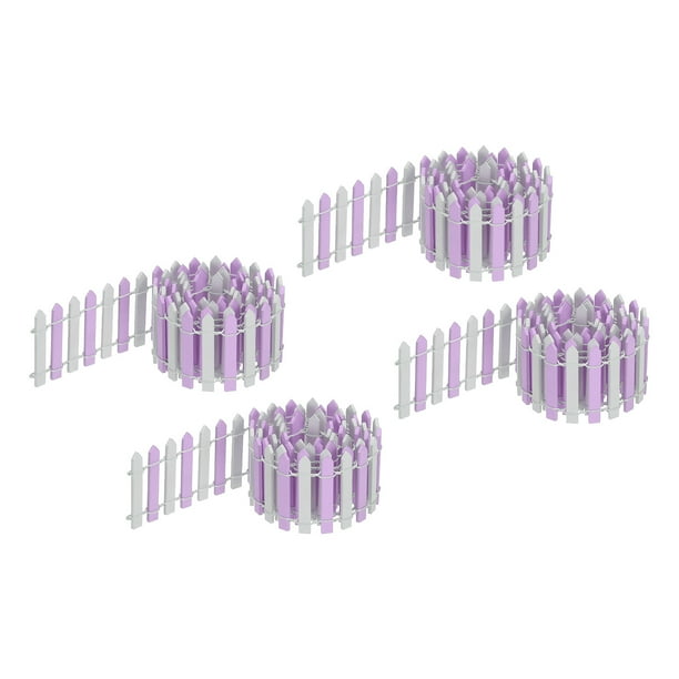 Uxcell 4pcs 35 Inch Miniature Garden Fence, Mini Ornament Wood Picket for Dollhouse Home Light Purple White