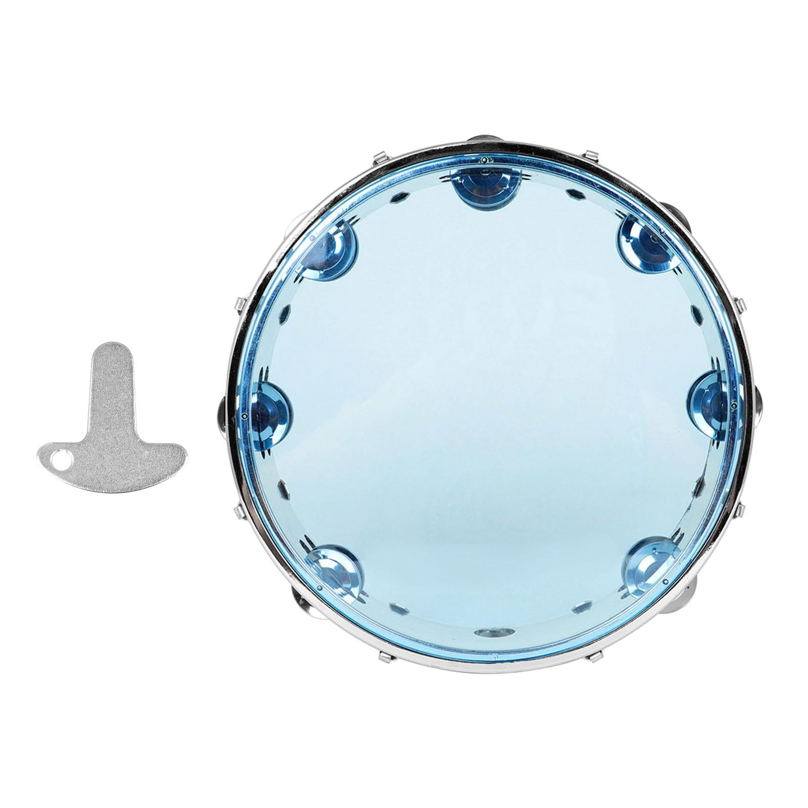 Rushawy Tambourine 10 inch Capoeira Double Row Hand Held Drum for School Child Dance blue