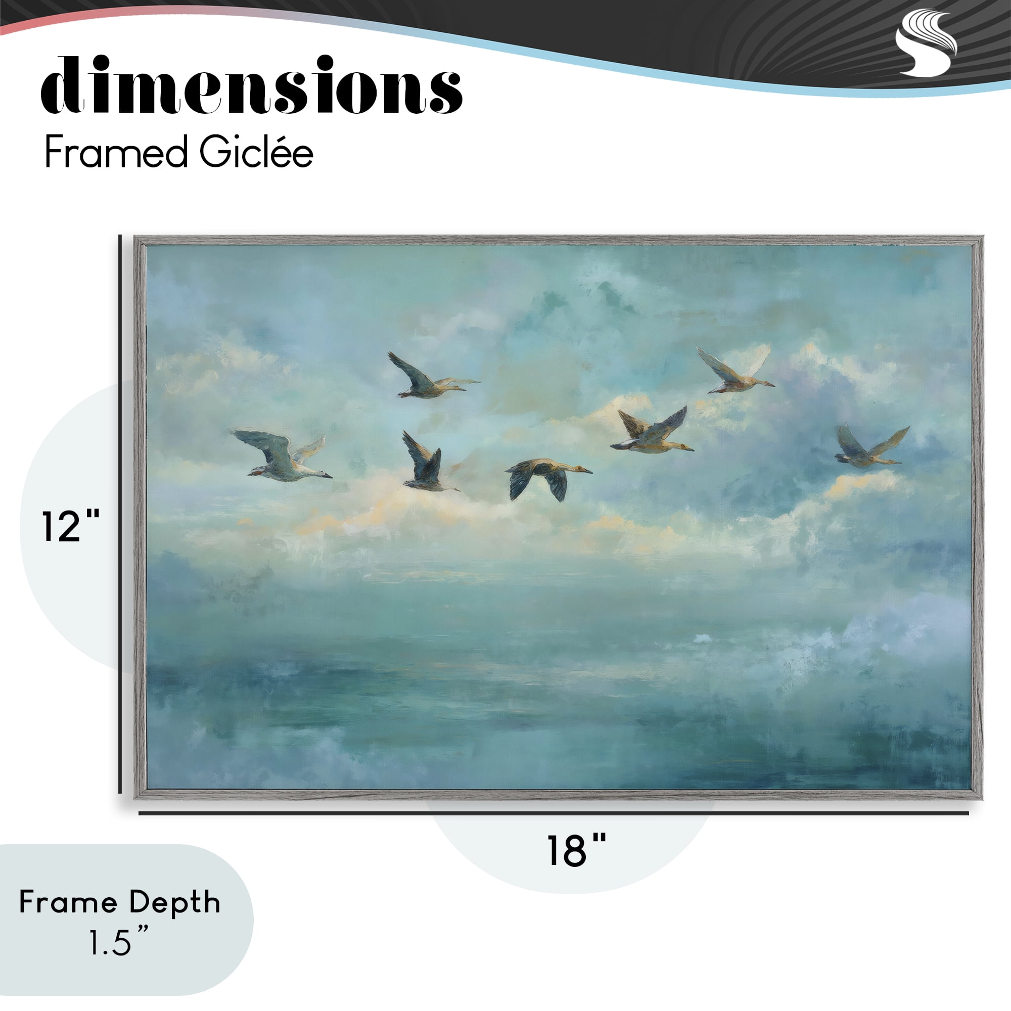 Stupell Industries Blue Skies Geese Gray Framed Giclee Art, design by Petal Prints Design