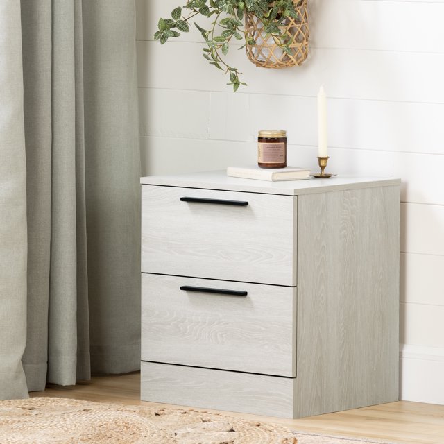 South Shore Step One Essential 2-Drawer Nightstand for Adult, in Winter Oak