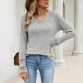 thumbnail image 4 of Vrorvz Womens V Neck Shirt Long Sleeve Top Fall Casual Solid Color Basic Shirts Soft Outfits S-XXL, 4 of 5