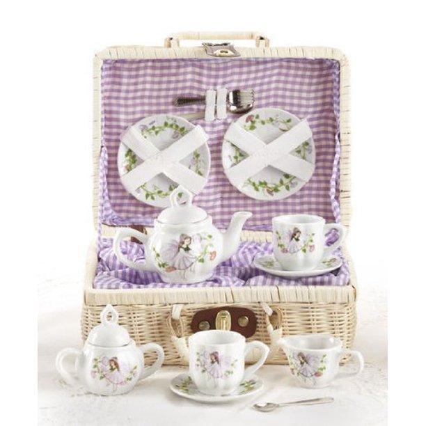 Delton Products Fairy Children's Tea Set with Basket