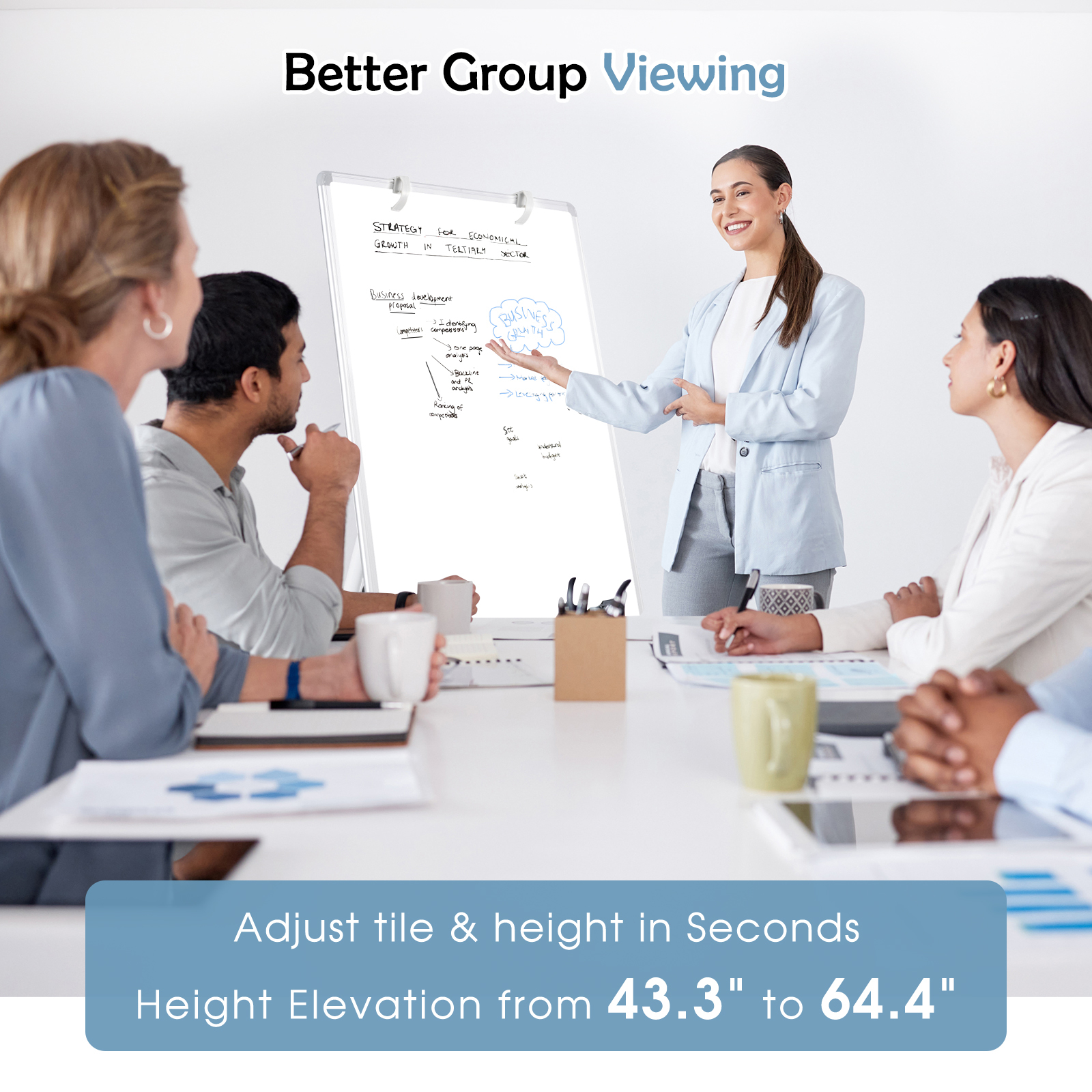 QUEENLINK Easel Whiteboard Magnetic Portable Dry Erase Whiteboard 36 x 24 Tripod Height Adjustable, Flipchart Easel Stand White Board for Office or Teaching at Home & Classroom, Sliver