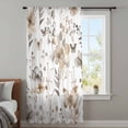 thumbnail image 4 of Brown Grey Floral Spring Sheer Curtains 54 Inches Long, Watercolor Botanical Butterfly Light Filering Curtains, Breathable Simi Curtain Privacy Drapes for Kitchen Bathroom Small Window Treatment, 4 of 9