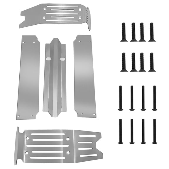 RCLIONS Stainless Steel Chassis Armor Skid Plate Guard Protect Set for 1/5 X-MAXX 6S 8S RC Buggy Truck Upgrade Parts