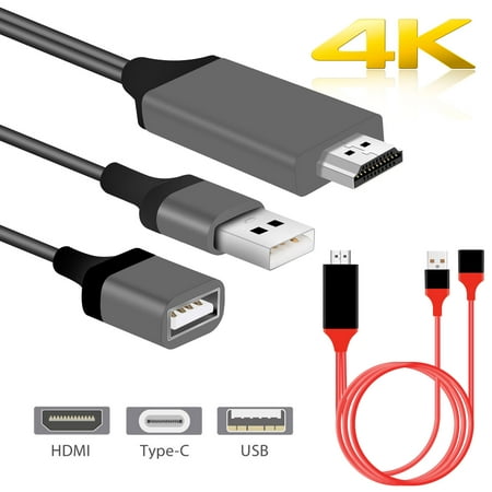 EEEkit USB Female to HDMI HDTV Cable,1080P HDTV Adapter Compatible With iPhone iPad iPod,Samsung S7/S8/S9/Note5/6/7 Projector Monitor,Plug and (Best Way To Play Mkv On Tv)