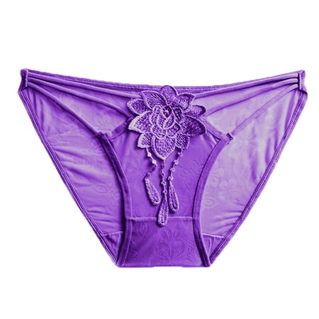 Icvfdpl Womens Panties Lace G String Thongs Lingerie Bikini Casual Daily Women Underwear Briefs Purple One Size