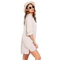 thumbnail image 4 of EKOUAER Women's Beach Bikini Cover-up Long Roll-up Sleeve Beach Shirt Bathing Suit Cover Up, 4 of 6