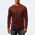 thumbnail image 2 of Mens Striped Long Sleeve Crewneck T Shirts Casual Party Soft Fashion Tee Top Coffee XXXXXL, 2 of 4
