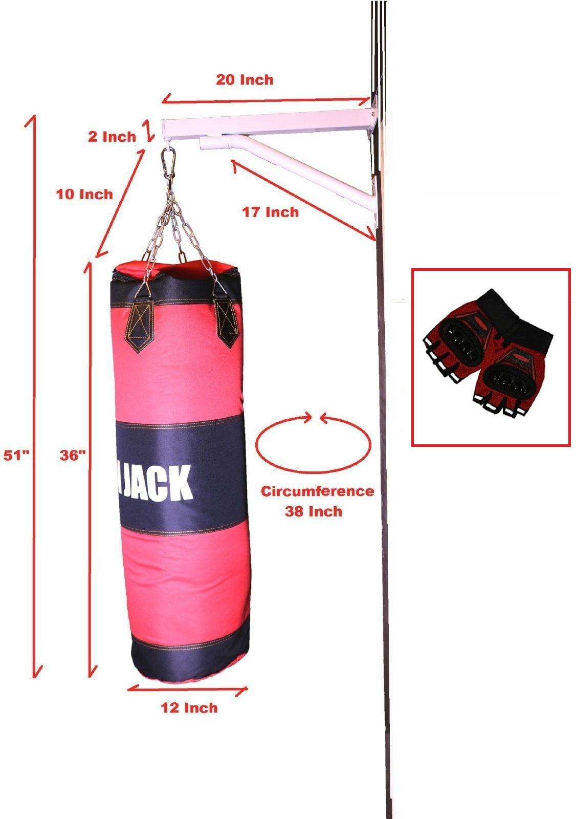18’’ Wall Bracket Punch Bag MMA Steel Wall Mount Boxing Bag Holder Stand MMA UFC 