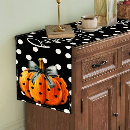 

2 Packs BnGAJN Decorative Table Banner Charm: Linen Witch Bat & Cat Halloween Table Runner Dust & Elegant Décor