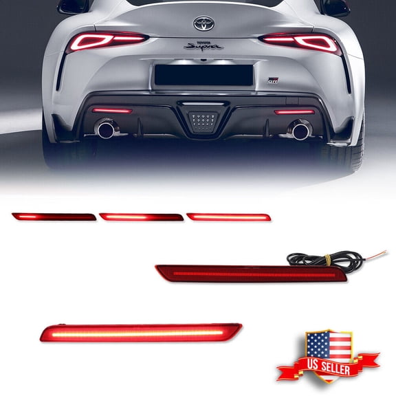 GTINTHEBOX 2x Red Rear Bumper LED Reflector Tail Brake Lights For 2020-2024 Toyota GR Supra