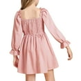 thumbnail image 4 of XXWXYD Girls Casual Dress A-line Ruffl𝖾 Hem Long Sleeve Square Neck Teen Tween Junior 5-14 Years 𝖥lowy Boho Dress Youth Girls, 4 of 4