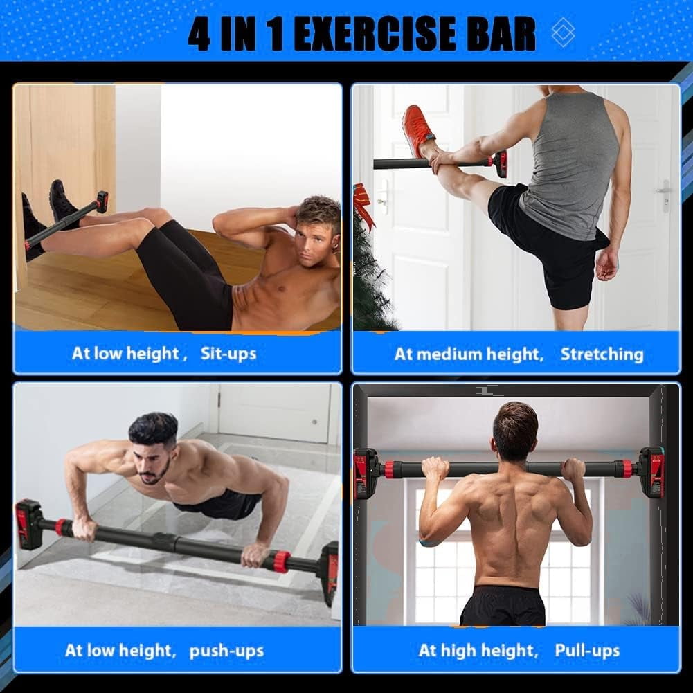 Pull Up Bar For Doorway,Strength Training Pull-Up Bars with Level Meter & Anti-Slip Design for Home Gym Upper Body Workout,Adjustable No Screws Chin Up Bar