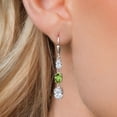 thumbnail image 3 of Gem Stone King 925 Sterling Silver White Topaz 3 Stone Dangle Earrings for Women (6.00 Cttw, Gemstone November Birthstone, Oval 8X6MM, 7X5MM and 6X4MM), 3 of 6