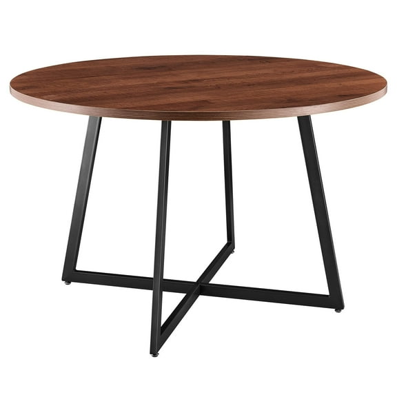 New Pacific Direct Courtdale 48" Round Wood Table in Gliese Brown/Gunmetal