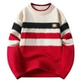 thumbnail image 2 of Men's Fleece Casual Printing Round Neck Solid Color Long Sleeve Sweater, 2 of 9