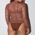 thumbnail image 4 of Turtleneck Sheer Lace Basic Shirt Pullover for Women with Long Sleeves, 4 of 6