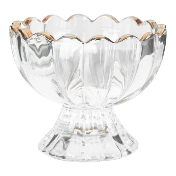 1 vaso de postre de vidrio transparente, para ensalada, helado o batido.