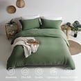 thumbnail image 2 of Housse de Couette Douce - 100 % Microfibre Lavée Vert Olive Ensemble de Housse de Couette 3, 2 of 7