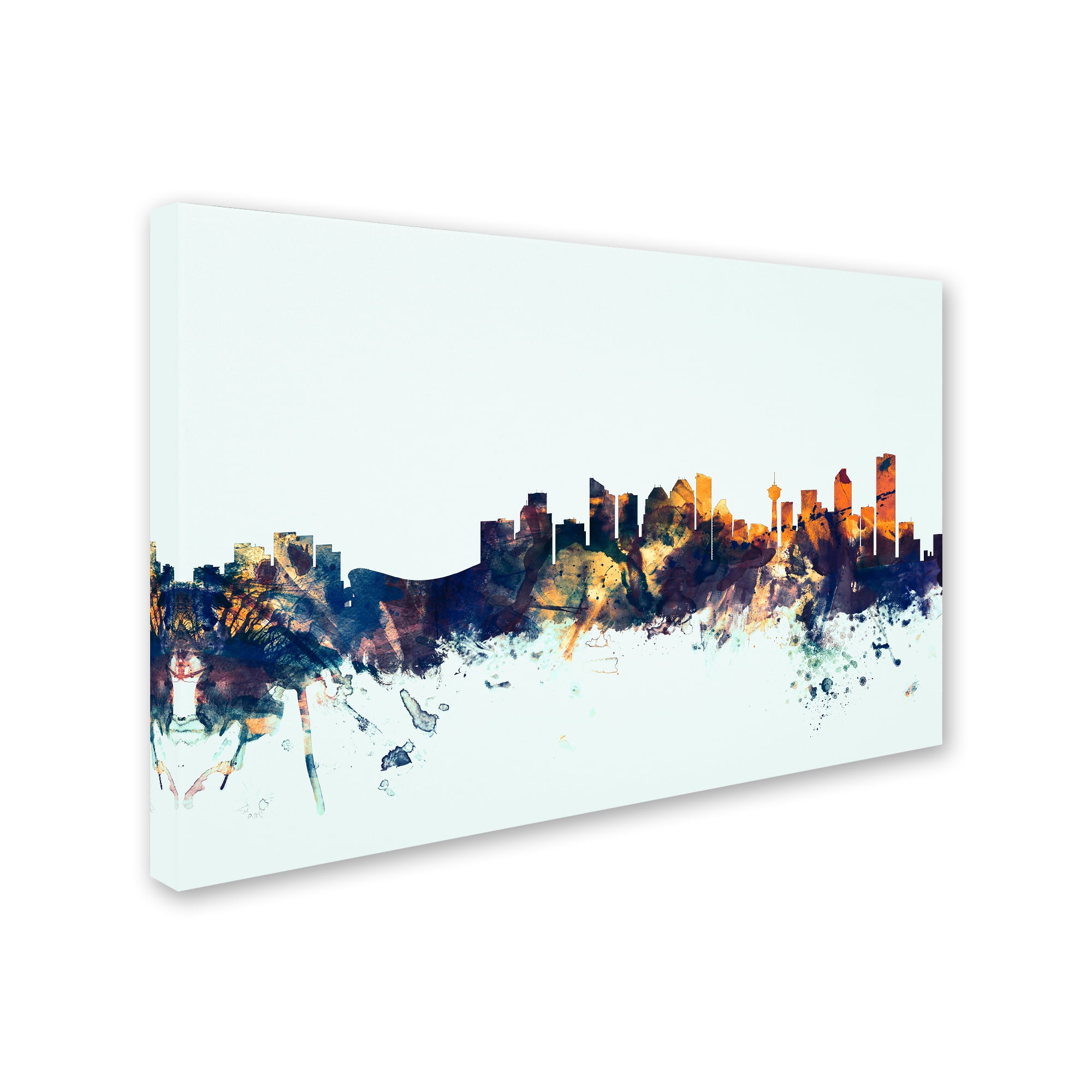Trademark Fine Art "Calgary Canada Skyline Blue" Canvas Art by Michael Tompsett