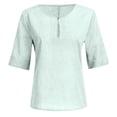 thumbnail image 4 of Comdrip Women Linen Shirt Women's T Shirts Loose Fit Tops 3/4 Length Sleeve Short Sleeve Tunic Blouse 2026 Linen Blouses for Women Light Green XL, 4 of 5