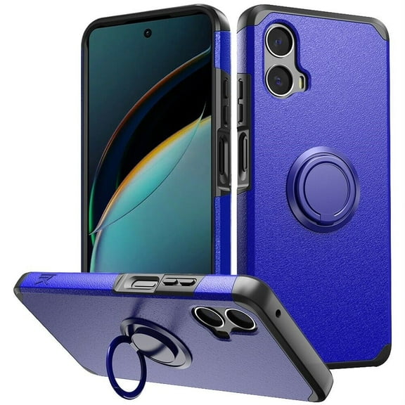 For Motorola Moto G Power 5G 2024 Ring Kickstand Cellphone Cover Case - mkrng Blue