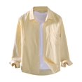 thumbnail image 2 of XDZJLR Mens Shirts Lapel Solid Soft And Comfortable Long Sleeve Shirts for Men, 2 of 4