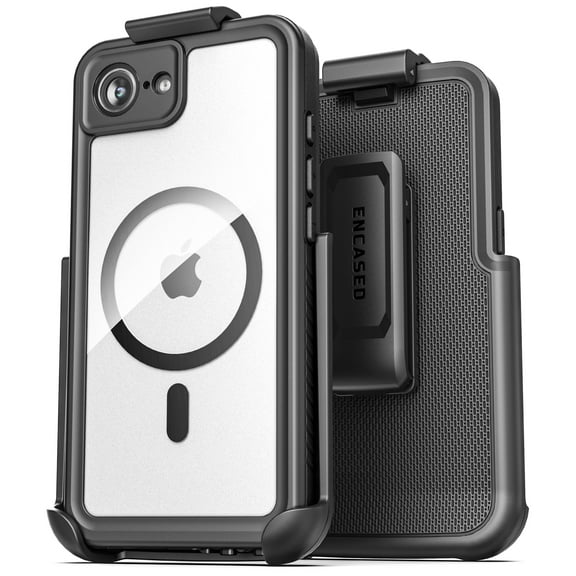 Encased Waterproof Case for iPhone 16e with Belt Clip Holster (Military Grade) Full Body Phone Case with Built-in Screen Protector and Port Covers (Compatible with MagSafe)