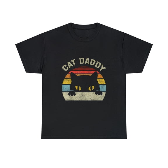 Cat Daddy Vintage Retro Black Cat Dad Fathers Day T-Shirt