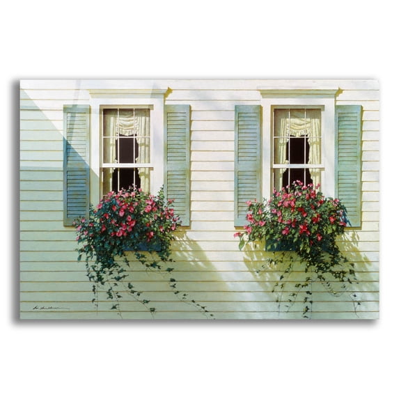 Epic Art 'Windows With Flowerboxes' by Zhen-Huan Lu, Acrylic Glass Wall Art, 24"x16"