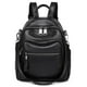 thumbnail image 1 of Mochila Wesccimo de piel auténtica negra para mujer, 1 of 9