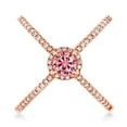 thumbnail image 2 of Gem Stone King 18K Rose Gold Plated Silver Criss Cross X Ring Round Pink Moissanite and (1.32 Cttw, Size 6), 2 of 5
