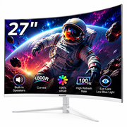 Gawfolk 27 inch Curved Monitor 100hz, PC White Computer Gaming Monitor FHD 1080P, 1800R, Frameless, Built-in Speakers