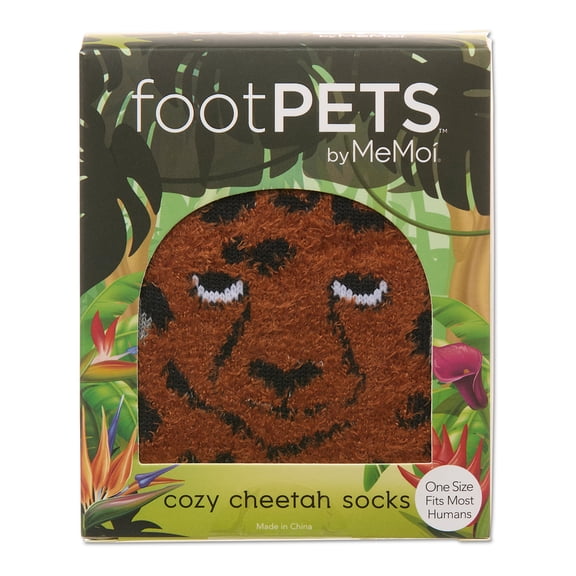 MeMoi Women's Foot Pet Cheetah Crew Socks - Womens - Female, One Size, Med Gray Heather