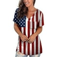 thumbnail image 4 of Womens Tops Dressy Casual,Womens July 4th American Flag Shirt V-Neck Summer Tops T Shirt Short Sleeve Casual Loose Fit Tunic Blouse, 4 of 6