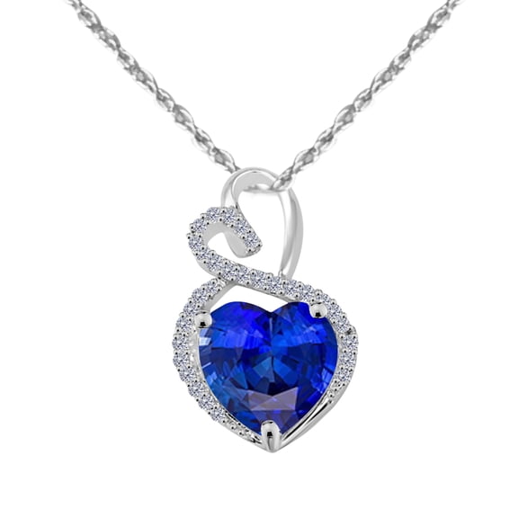 Mauli Jewels Engagement Necklace for Women 3.90 Carat Diamond And Heart Shape Gemstone White Gold Pendant 4 prongs 14K With 18'' Box Chain|Silver Chain
