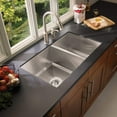 thumbnail image 2 of Moen G16221 34" Double Basin Undermount 16-Gauge Stainless Steel Kitchen Sink - Stainless, 2 of 9