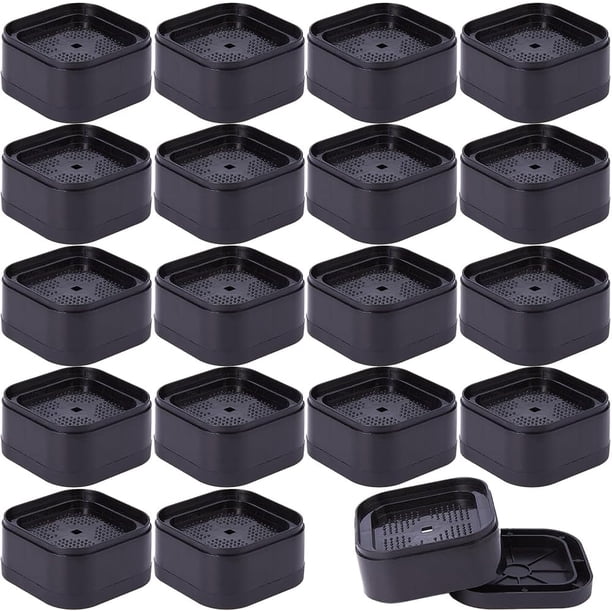 20 elevadores de plástico para muebles, ajustables, de 1,36", de alta resistencia, cuadrados, para sofá, mesa, sofá, silla, cama, patas negras.