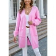 thumbnail image 3 of Long Sleeve Overcoat Sweater Open Front Cardigan Soft Knit for Women Pink Small, 3 of 5