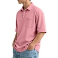 thumbnail image 4 of Mens Polo Shirts Short Sleeve Solid Color Summer Fall Breathable Golf Shirt Chest Pocket Casual Collared Shirt Classic Fit Work Business Polo Tee Watermelon Red L, 4 of 9