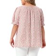 thumbnail image 4 of DARING DIVA Women's Plus Tops Scoop Neck Notch V Tie Front  Floral Summer Blouses 4X Pink, 4 of 6