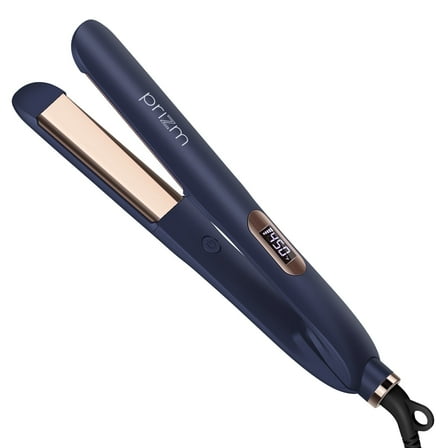 Flat Iron for Hair, Prizm 1.25 inch Ionic Ceramic Straightening and Culer with LCD Display, Dual Voltage,  15S Heat up,  Prussian Blue