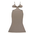 thumbnail image 4 of Women Dress Solid Color Hollow Backless Tight Suspender Long Dress, 4 of 6