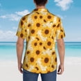 thumbnail image 5 of Haiem Vintage Marble Pattern Sunflower Printed Hawaiian Shirt for Men - Men’s Casual Beach Summer Shirts - Stretch Fabric with Modern Fit-X-Large, 5 of 7