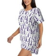 thumbnail image 3 of Womens Pajama Sets With Pocket, Lavender Flowers Purple Lounge Sets Short Sleeve Sleepwear PJ Sets for Women, 3 of 6